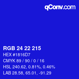 Color code: RGB 24 22 215 | qconv.com