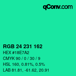 颜色代码: RGB 24 231 162 | qconv.com
