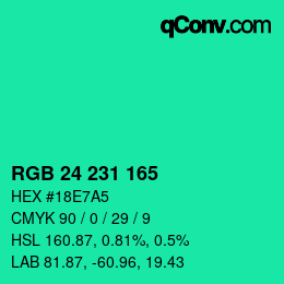 颜色代码: RGB 24 231 165 | qconv.com