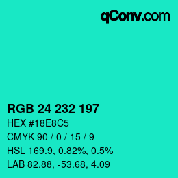 カラーコード: RGB 24 232 197 | qconv.com