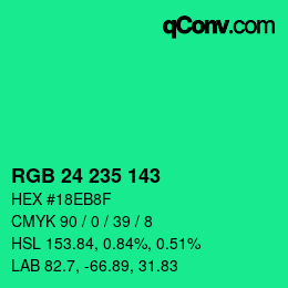 カラーコード: RGB 24 235 143 | qconv.com