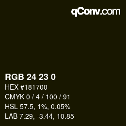 カラーコード: RGB 24 23 0 | qconv.com