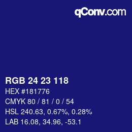 カラーコード: RGB 24 23 118 | qconv.com