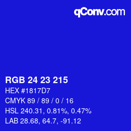 カラーコード: RGB 24 23 215 | qconv.com