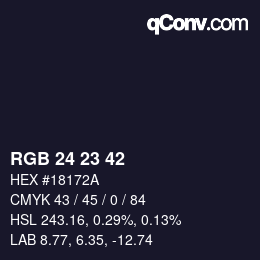 Color code: RGB 24 23 42 | qconv.com