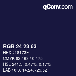 カラーコード: RGB 24 23 63 | qconv.com