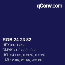 Color code: RGB 24 23 82 | qconv.com