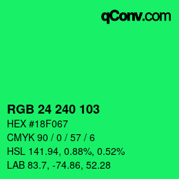 Color code: RGB 24 240 103 | qconv.com