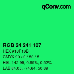 Color code: RGB 24 241 107 | qconv.com