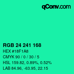 カラーコード: RGB 24 241 168 | qconv.com