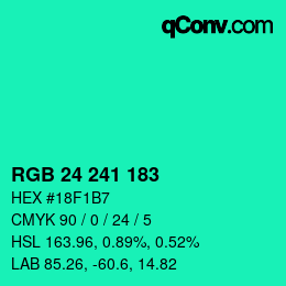 Color code: RGB 24 241 183 | qconv.com