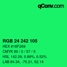 颜色代码: RGB 24 242 105 | qconv.com