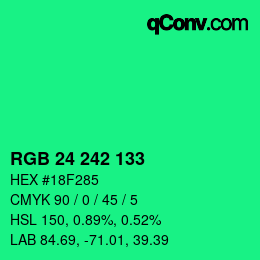 Color code: RGB 24 242 133 | qconv.com