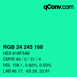 Color code: RGB 24 245 168 | qconv.com