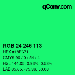 Color code: RGB 24 246 113 | qconv.com