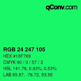 カラーコード: RGB 24 247 105 | qconv.com