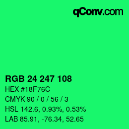 カラーコード: RGB 24 247 108 | qconv.com