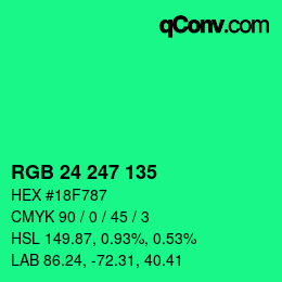 Color code: RGB 24 247 135 | qconv.com