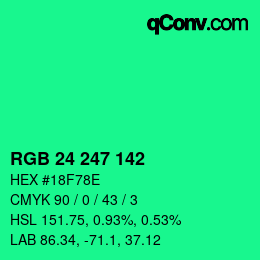 Color code: RGB 24 247 142 | qconv.com