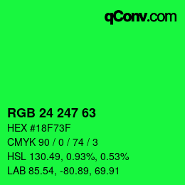 カラーコード: RGB 24 247 63 | qconv.com