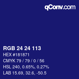 カラーコード: RGB 24 24 113 | qconv.com