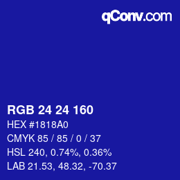 颜色代码: RGB 24 24 160 | qconv.com