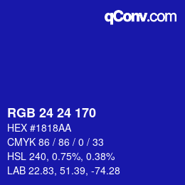 颜色代码: RGB 24 24 170 | qconv.com