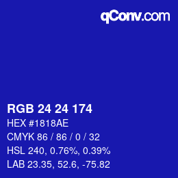 カラーコード: RGB 24 24 174 | qconv.com