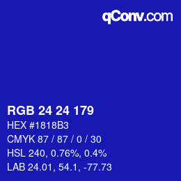 Color code: RGB 24 24 179 | qconv.com
