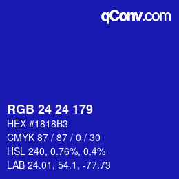 Color code: RGB 24 24 179 | qconv.com