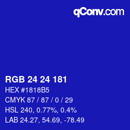 颜色代码: RGB 24 24 181 | qconv.com