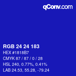 カラーコード: RGB 24 24 183 | qconv.com