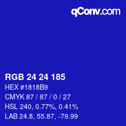 颜色代码: RGB 24 24 185 | qconv.com