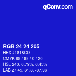 Color code: RGB 24 24 205 | qconv.com