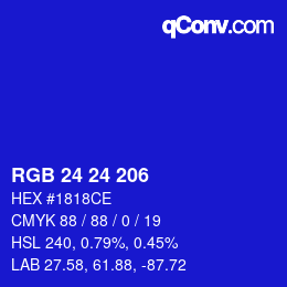 颜色代码: RGB 24 24 206 | qconv.com