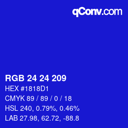 カラーコード: RGB 24 24 209 | qconv.com
