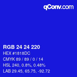Color code: RGB 24 24 220 | qconv.com