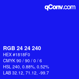 Código de color: RGB 24 24 240 | qconv.com