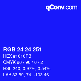 Color code: RGB 24 24 251 | qconv.com