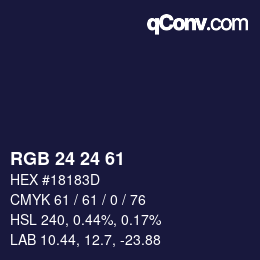 カラーコード: RGB 24 24 61 | qconv.com