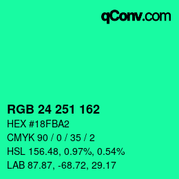 カラーコード: RGB 24 251 162 | qconv.com