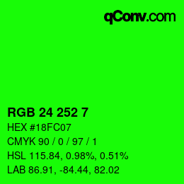 Color code: RGB 24 252 7 | qconv.com