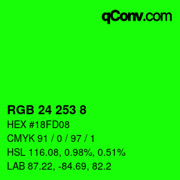 颜色代码: RGB 24 253 8 | qconv.com