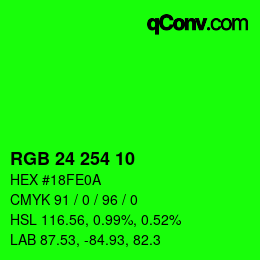 Color code: RGB 24 254 10 | qconv.com