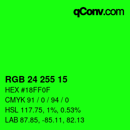 Color code: RGB 24 255 15 | qconv.com