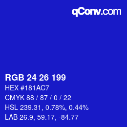 カラーコード: RGB 24 26 199 | qconv.com