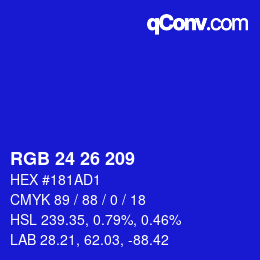 Color code: RGB 24 26 209 | qconv.com