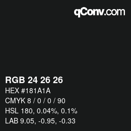 Color code: RGB 24 26 26 | qconv.com