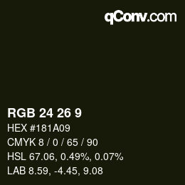 カラーコード: RGB 24 26 9 | qconv.com
