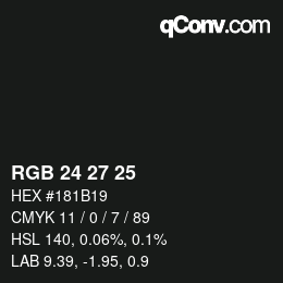 颜色代码: RGB 24 27 25 | qconv.com